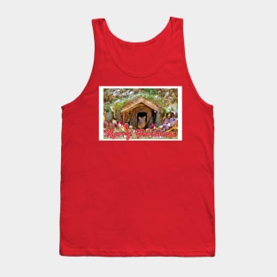 Merry christmas mice at winter log cabi n very festive card design Tank Top